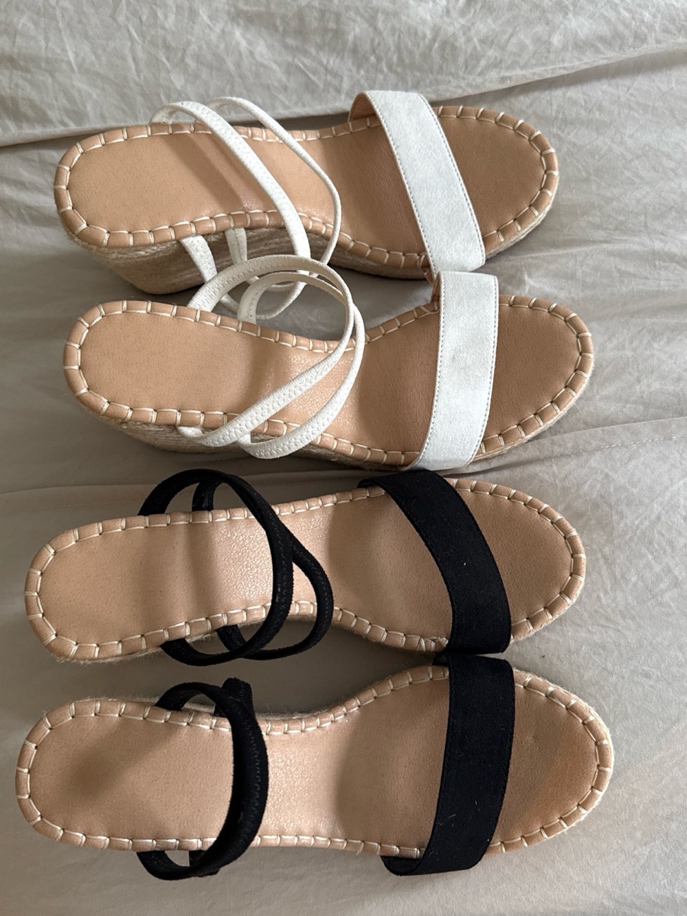 Classic Strappy Slide Sandals - White & Black